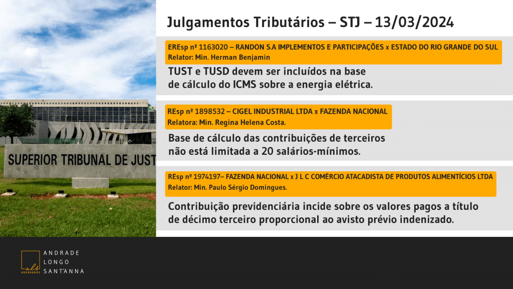 Julgamentos Tributários – STJ – 13/03/2024