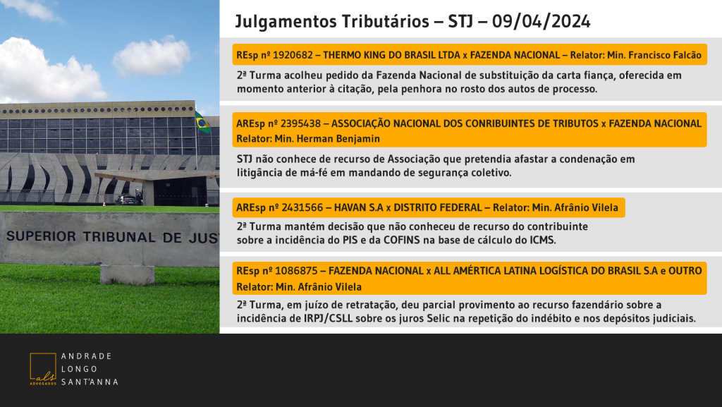 Julgamentos Tributários – STJ – 09/04/2024