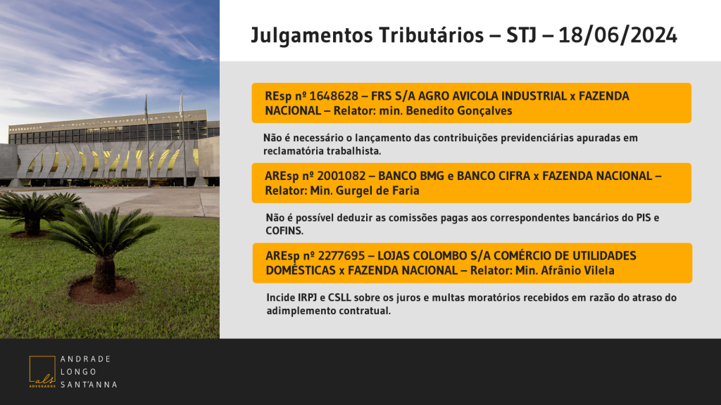 Julgamentos Tributários – STJ – 18/06/2024