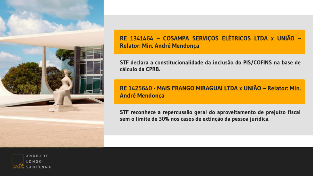 STF: É constitucional a inclusão do PIS/COFINS na base de cálculo da CPRB.